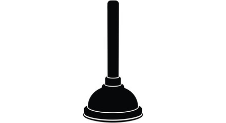 A simple black silhouette of a traditional plunger commonly used for unclogging drains and pipes silhouette high quality professional