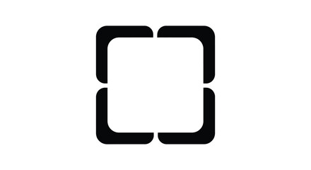 A minimalist design featuring two interlocking square brackets against a plain white backdrop a striking silhouette high quality professional © Niloy MotionArts 3D7