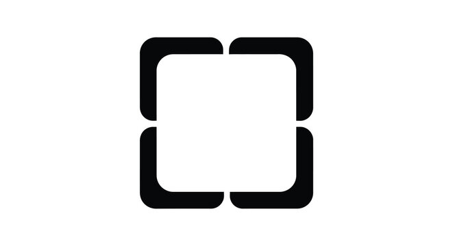 A minimalist design featuring two interlocking square brackets against a plain white backdrop a striking silhouette high quality professional