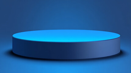 Blue illuminated platform with smooth surface and shadows