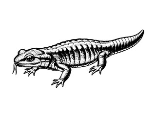 Fototapeta premium Salamander Crawling Scientific Engraving