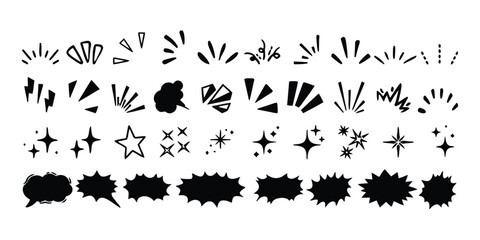 Fototapeta premium Abstract explosion, comic burst and starburst graphic elements and symbols