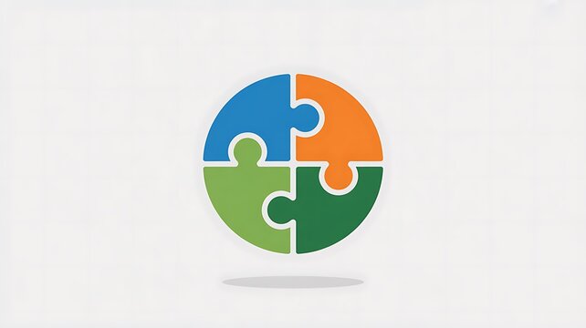 Colorful puzzle pieces forming a cohesive circular shape