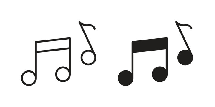 Music note icons collection glyph and mixed vector Illustrations
