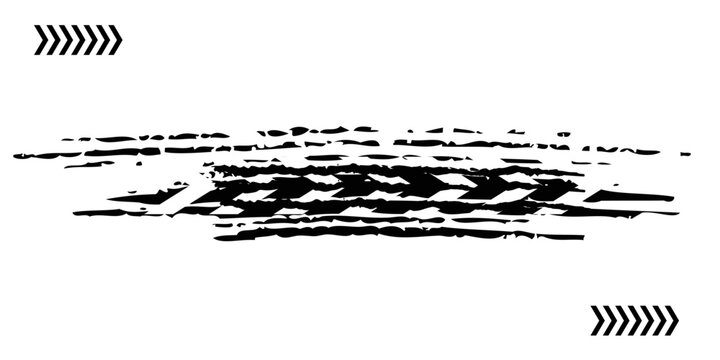 Vector black-and-white tire tracks and skid marks isolated white background. Tire trace track wheels texture and background, Auto tire tread grunge, Car wheel tyre tread track black tyre print,