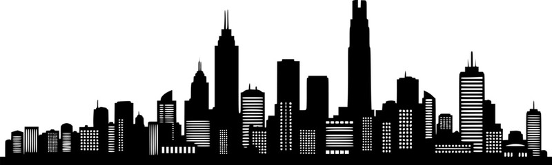 Obraz premium Single continuous line drawing of London city skyline. Famous city skyscraper landscape in world. World travel campaign home wall decor poster concept. Vector black silhouette. with white background