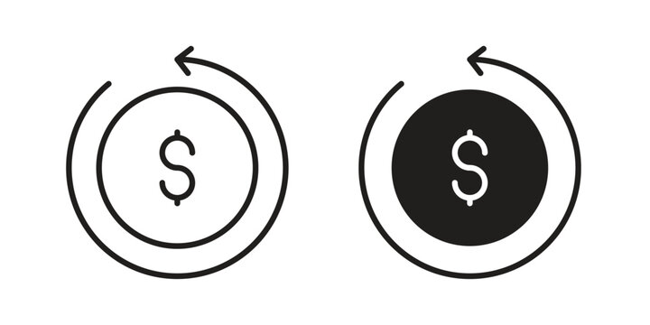 Refund icons collection glyph and mixed vector Illustrations