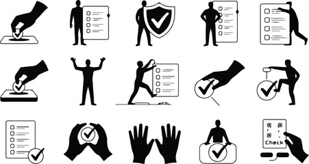 Fototapeta premium Check Collection Silhouette Icon Set Check Mark Typography Silhouette Icon Pack