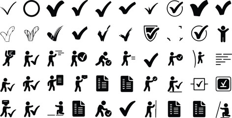 Check Collection Silhouette Icon Set Check Mark Typography Silhouette Icon Pack