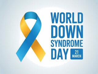 World down syndrome day awareness ribbon symbol on white background for support and education