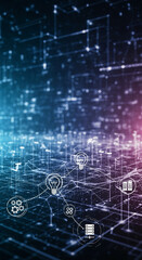 Obraz premium Innovative technology concept with glowing light bulb icons and futuristic network connections