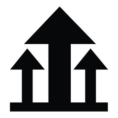 Black Upward Arrows Icon Vector