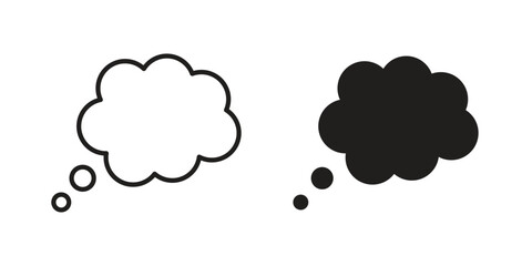 Think bubble icons collection glyph and mixed vector Illustrations