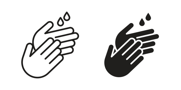 Wash hands icons collection glyph and mixed vector Illustrations
