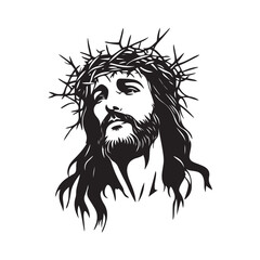 Fototapeta premium Jesus silhouette on a white background