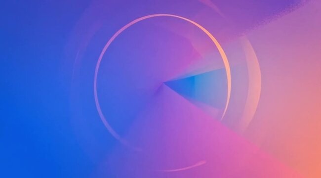 Vibrant multifaceted planes with blending gradients of cool blue warm orange and soft violet light