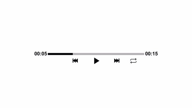 Audio music player bar template animation on a transparent background 