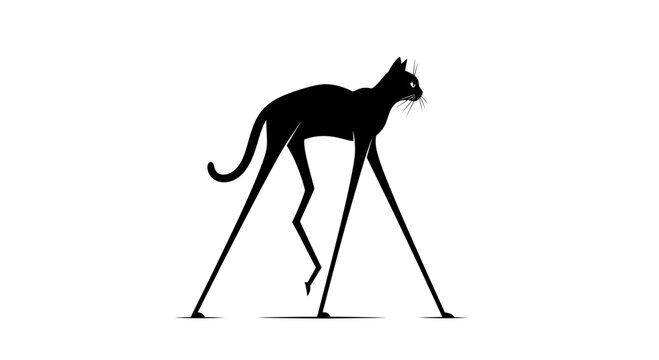 black cat on crutches silhouette