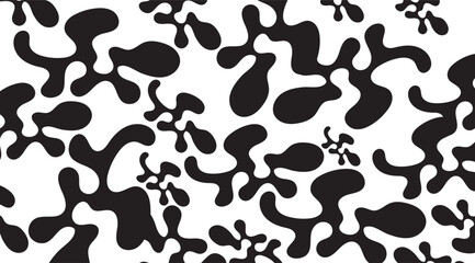 Abstract black and white organic fluid shapes seamless pattern for modern graphic design background