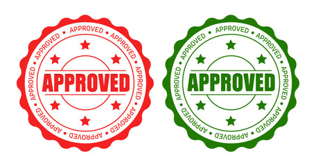 Obraz premium Approved stamps of red and green colors. Vector design
