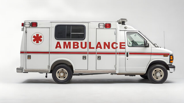 ambulance van on white background