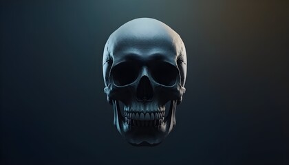 Fototapeta premium A close-up of a human skull with a dark background and dramatic lighting