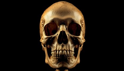 Fototapeta premium A close-up view of a human skull on a black background