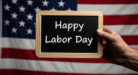 Happy labor day celebration under american flag background
