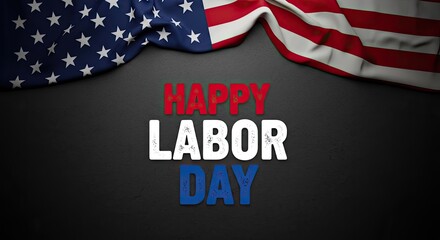 Happy labor day celebration with american flag honoring workers' contributions