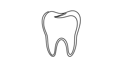 Obraz premium Single Line Tooth Outline with Minimal Detail Dental Vector Icon on White