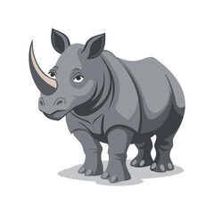 Fototapeta premium Grey rhinoceros animal on white background. Wild animal illustration.