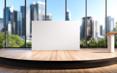 Fototapeta premium Modern Stage Setup with Large LED Screen and Podium in Urban Environment