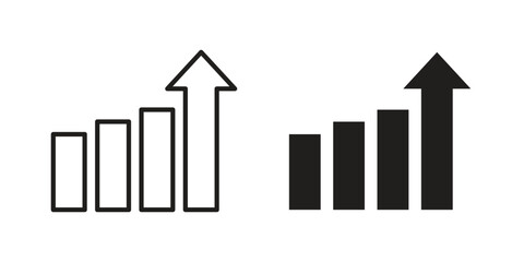 Bar chart icons vector glyph and thin line. Black icons © Pop