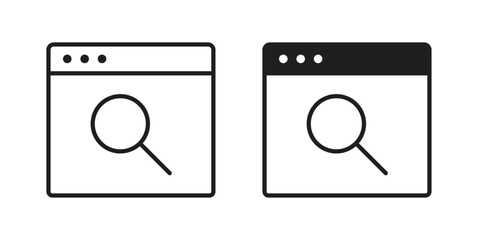 Browsing icons vector glyph and thin line. Black icons