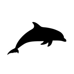 Obraz premium Black silhouette of a dolphin swimming.
