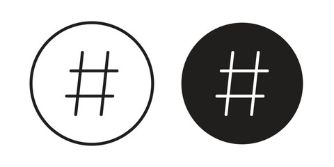 Obraz premium Hashtag icons vector glyph and thin line. Black icons