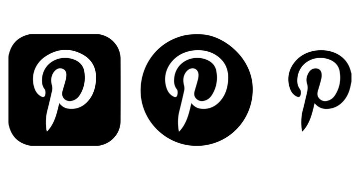 pinterest logo icon three size variations black rounded square cursive lettermark social media inspiration branding design