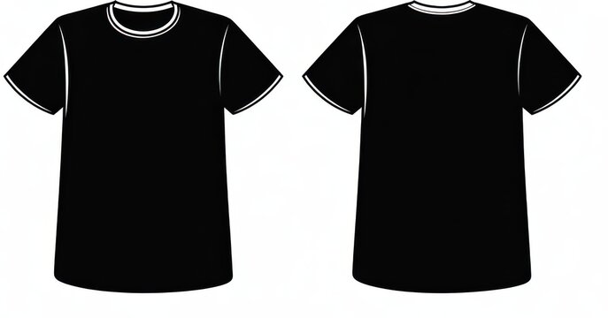 Black t- shirt with white trim front and back view 3