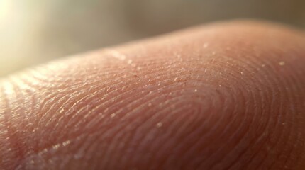 Fototapeta premium Extreme Close-up Revealing Glowing Human Fingerprint Ridges And Pores