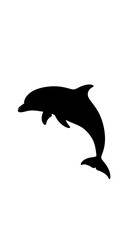 Naklejka premium Black silhouette of a dolphin jumping.