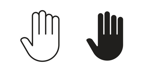 Fototapeta premium Stop icons vector glyph and thin line. Black icons