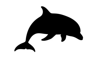 Obraz premium Black silhouette of a dolphin swimming.