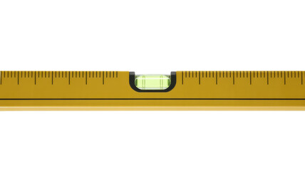 Yellow spirit level tool on white background measuring isolated on a transparent background