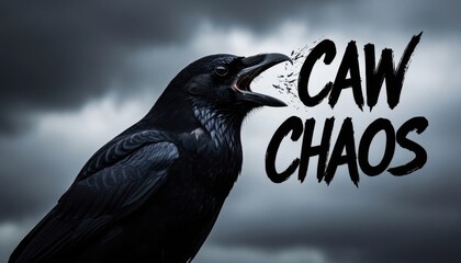 Fototapeta premium Crow stormy typography poster