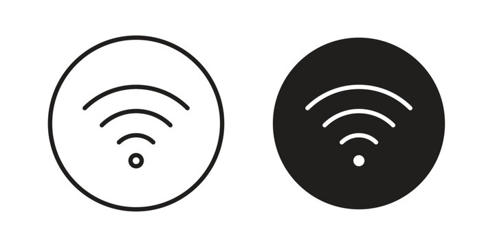 Wifi icons vector glyph and thin line. Black icons