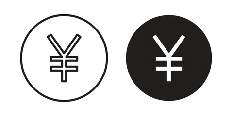 Obraz premium Yen icons vector glyph and thin line. Black icons