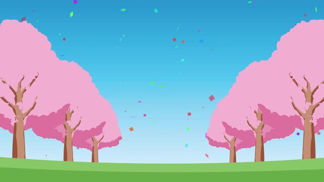 背景, カラフル, 木, 桜, 植物, 自然, ベクター, とぶ, イラスト, ブランチ, 葉