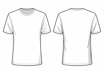 White t- shirt front and back view t-shirt plain short sleeve