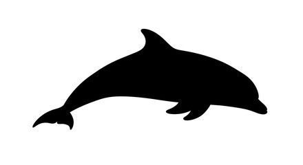 Fototapeta premium Black silhouette of a dolphin swimming.