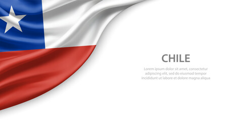 Obraz premium Chile Waving National Flag Template Background With Copy Space